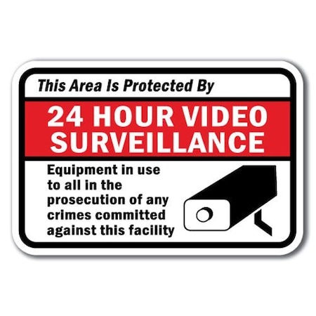 Signmission Safety Sign, 12 in Height, Aluminum, Video Surv - This Area A-1218 Video Surv - This Area